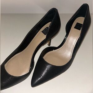 Black leather pointed toe heels
White House black market
